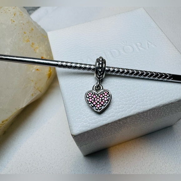 Authentic Retired Pandora Red Pave Sparkling Heart Dangle Charm S925 Ale - Picture 2 of 13